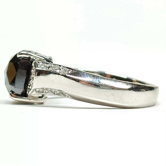 Natural 3.33 Carat Black Diamond Platinum Ring Size US 6.58 Preloved - Picture 3 of 7